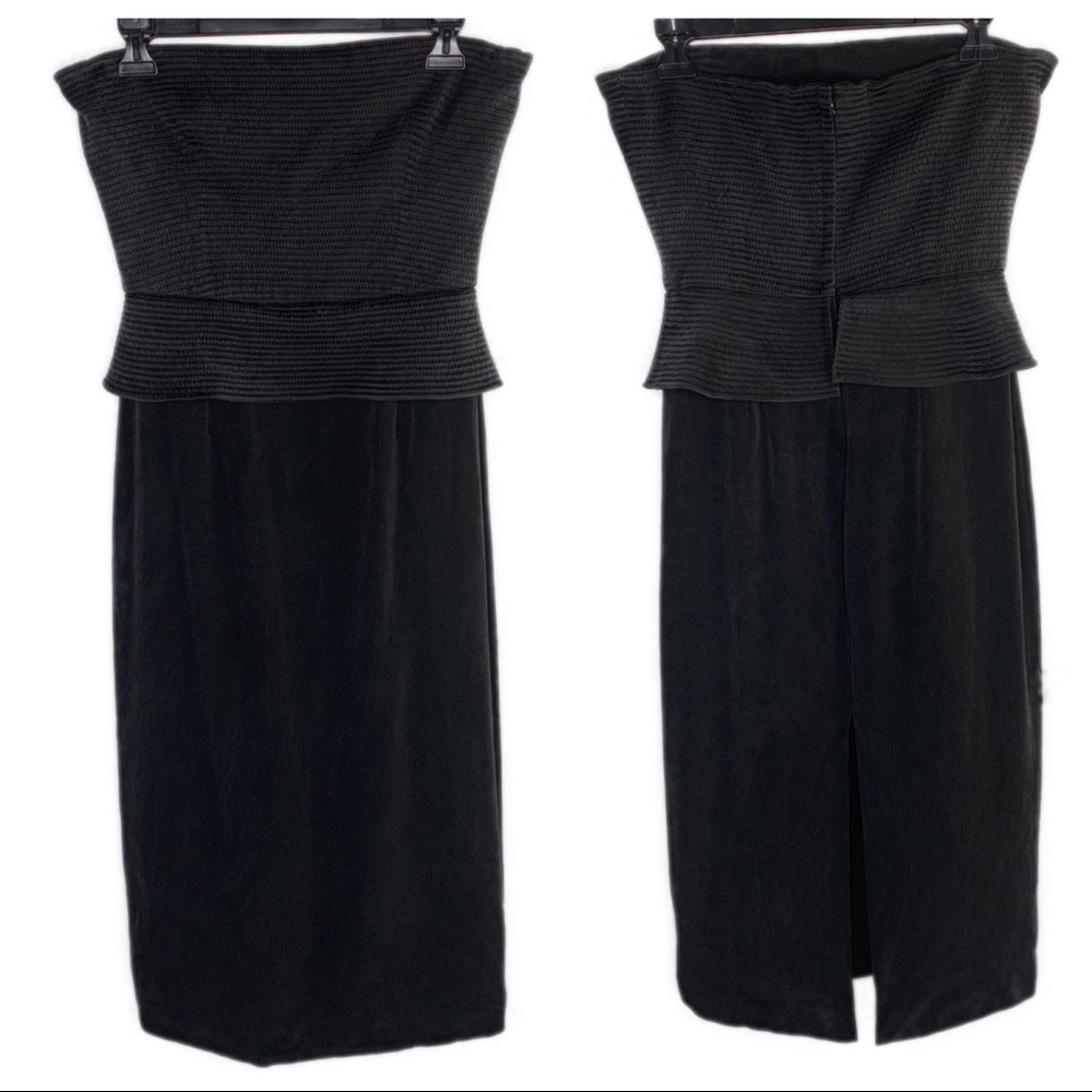 Richard Tyler Black Strapless Corset Midi Dress